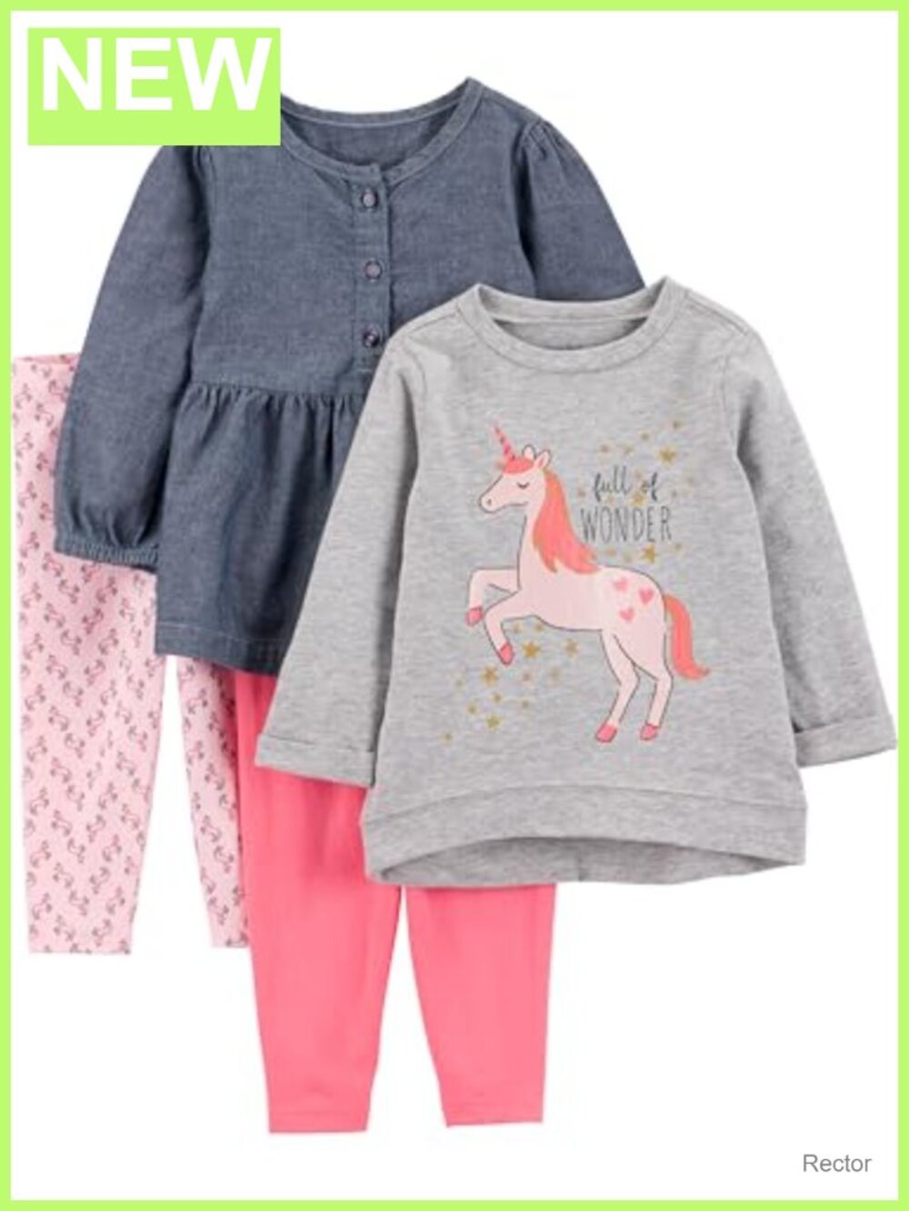 Toddler Girls 4 Piece Playwear Set Long Sleeve Pants Shirt Outfit